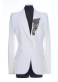 JACKET VICTORIAN JEWEL EMB LEAF CREPE