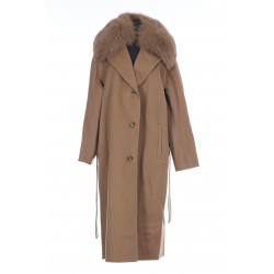 BELTED COAT IN CASHMERE WOOL AND FOX FUR