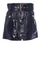 PATENT LEATHER BELTED SHORT SKIRT