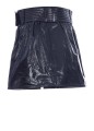 PATENT LEATHER BELTED SHORT SKIRT