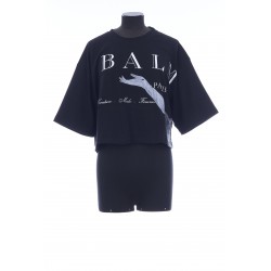 BALMAIN JOLIE MADAME PRINT CROP T-SHIRT