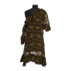 ROBE ONE SHOULDER A VOLANTS ALL OUVER DE PAISLEY