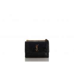 MEDIUM SUNSET CHAIN BAG CUIR EFFET CROCO GLACE