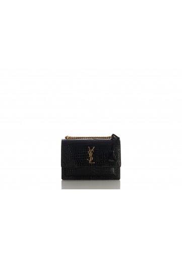 MEDIUM SUNSET CHAIN BAG CUIR EFFET CROCO GLACE