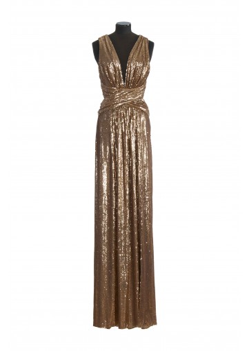 SEQUINS DRAPES V-NECK