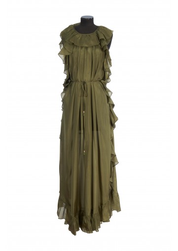 CASCADIAN RUFFLE MIDI DRESS