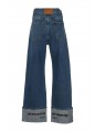 MID RISE STRAIGHT JEAN WITH EMBROIDERED CUFF