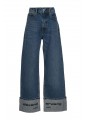 MID RISE STRAIGHT JEAN WITH EMBROIDERED CUFF