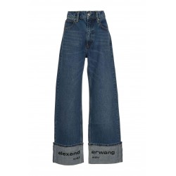 MID RISE STRAIGHT JEAN WITH EMBROIDERED CUFF