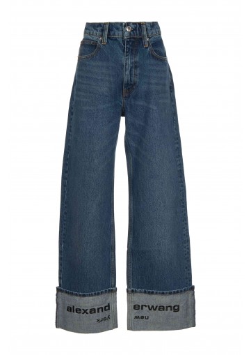 MID RISE STRAIGHT JEAN WITH EMBROIDERED CUFF