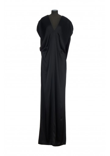 SATIN V NECK GOWN