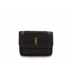 MEDIUM NIKI CHAIN BAG RAFFIA+CUIR VEGETAL