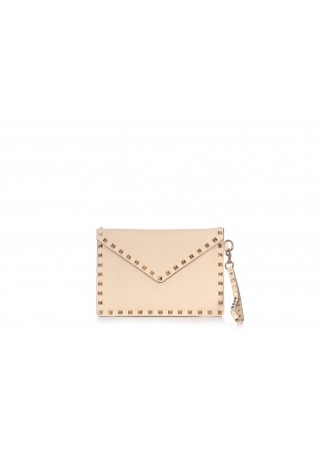 MEDIUM FLAT POUCH ROCKSTUD | VITELLO STAMPA ALCE
