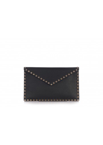 LARGE FLAT POUCH ROCKSTUD VITELLO STAMPA ALCE