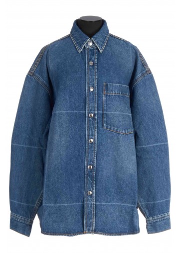 BUTTON DOWN SHIRT W/ FADED FOLD LINES