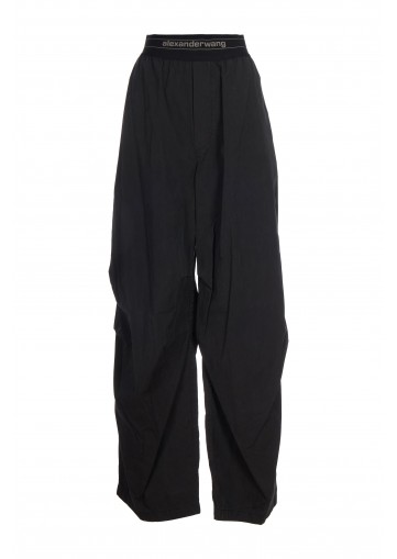 MID RISE PLEATED KNEE PANT W/ LOGO ELASTIC