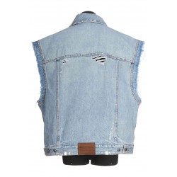 DISTRESSED OVERSIZED VEST WITH HARDWARE
