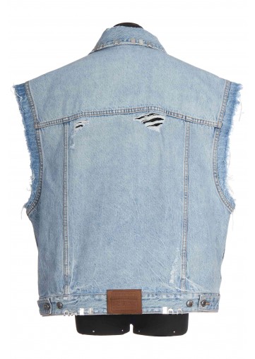 DISTRESSED OVERSIZED VEST WITH HARDWARE