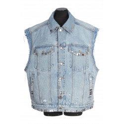 DISTRESSED OVERSIZED VEST WITH HARDWARE