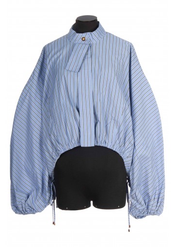 STRIPE BLOUSE DRAWSTRING