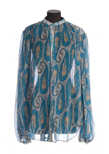 CHEMISE PLISSEE AVEC COL BANDE