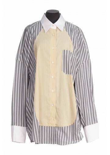 COTTON MIXED STRIPE PJ SHIRT