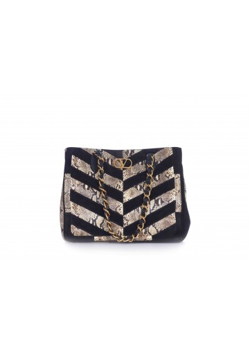 TOTE LASEINE PATCHWORK PITONE VINTAGE SUEDE GOLD