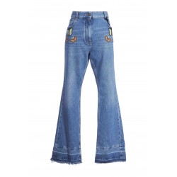 DENIM 5 TASCHE RICAMO FARFALLE PATCH