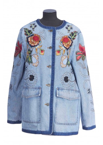 DENIM JACKETS EMBROIDERIES DENIM BLU CHIARO