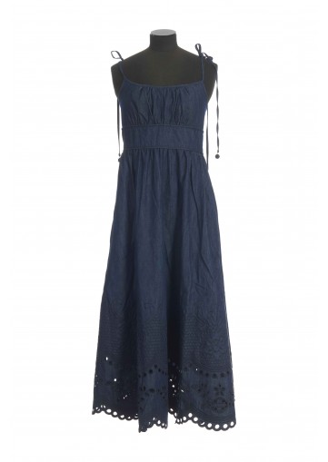 MAHON BRODERIE DENIM MIDI